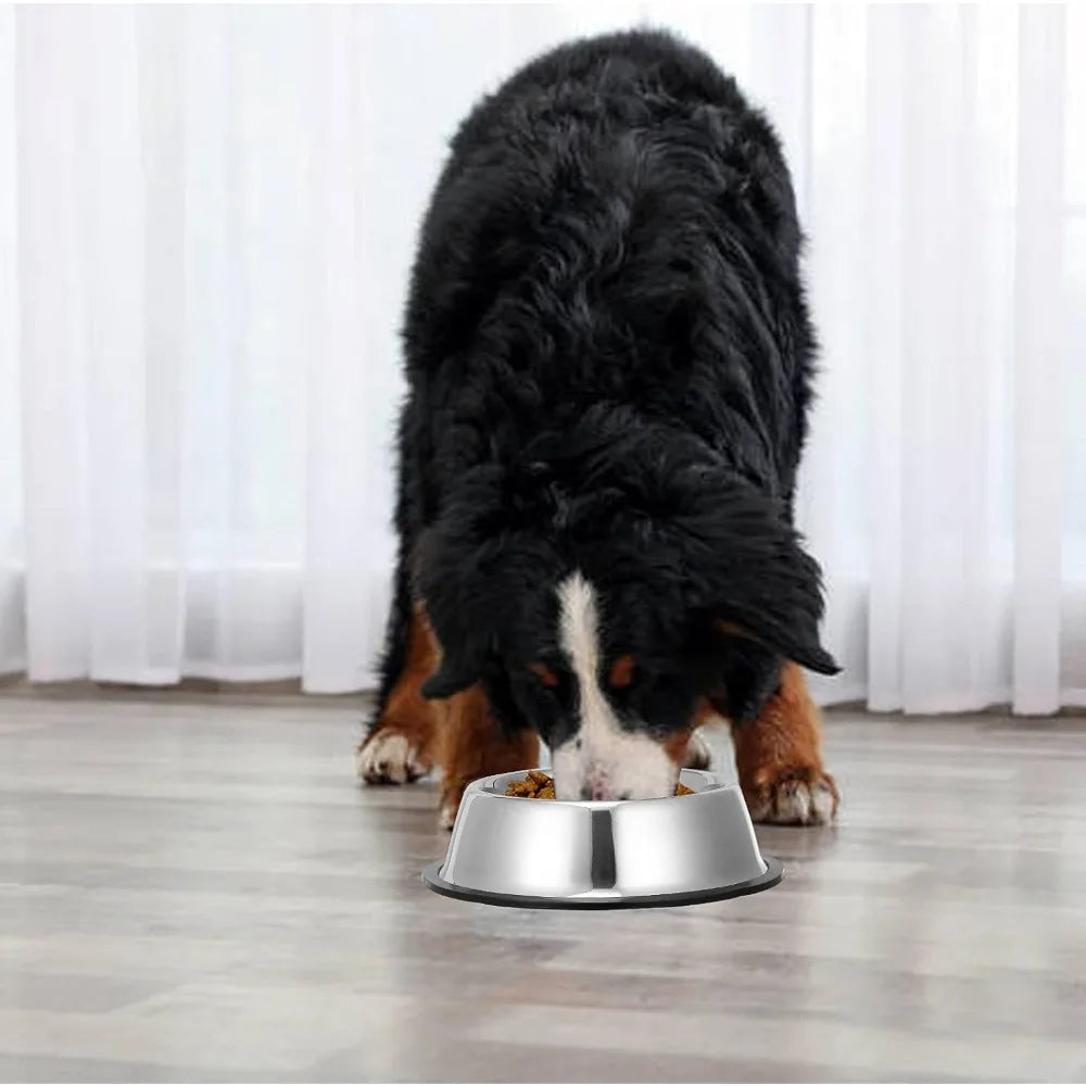 Hign-concerned Stainless Steel Dog Bowls with Anti-Slip Rubber Base 2 Pack
