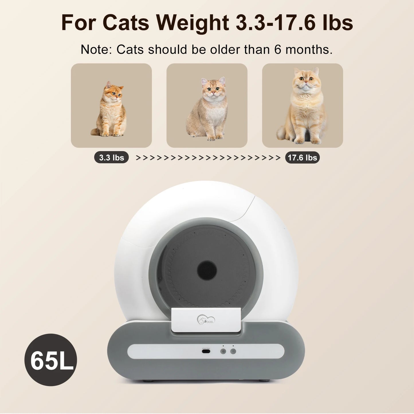 DOEL Self Cleaning Cat Litter Box With 2.4G WiFi Control