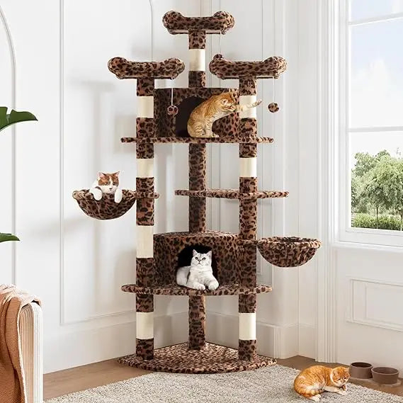 Indoor Corner Cat Tower With Cozy Baskets And Houses