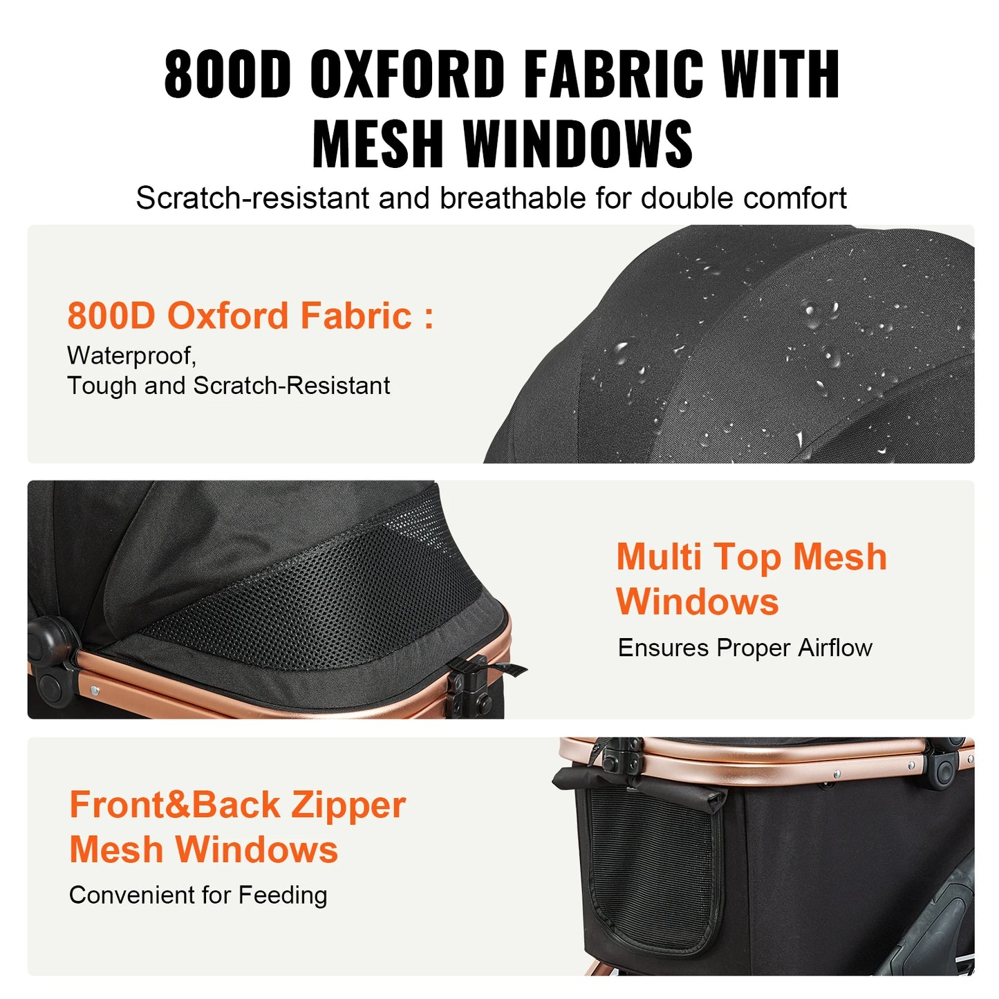 SucceBuy Foldable Dog Stroller With Brakes And Detachable Carrier