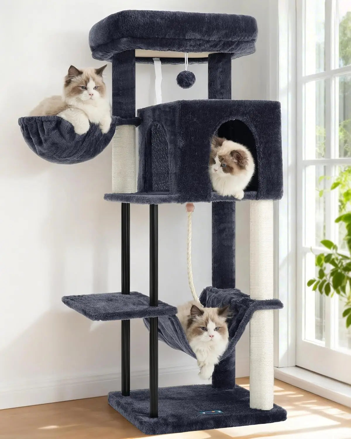 Indoor Cat Tree Tower With Hammock Condo And Scratching Post