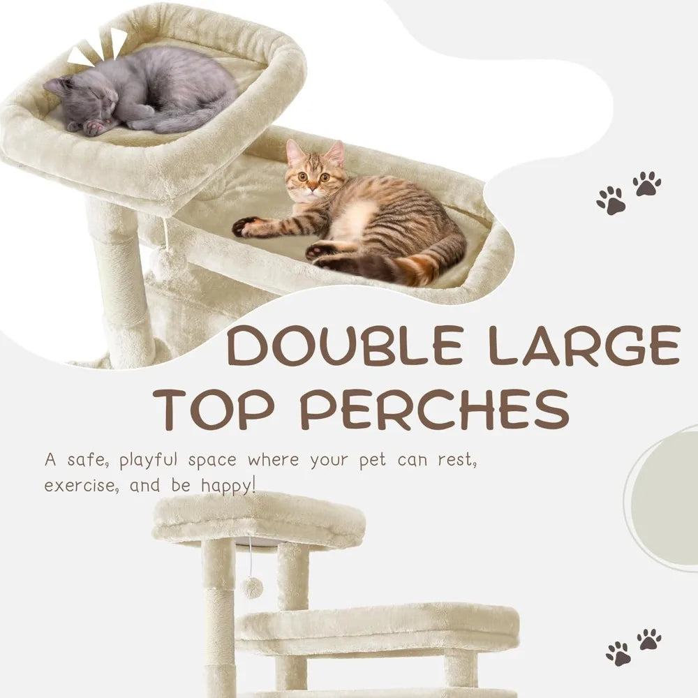 Multi Level Cat Tree Tower With Hammock And Scratching Posts