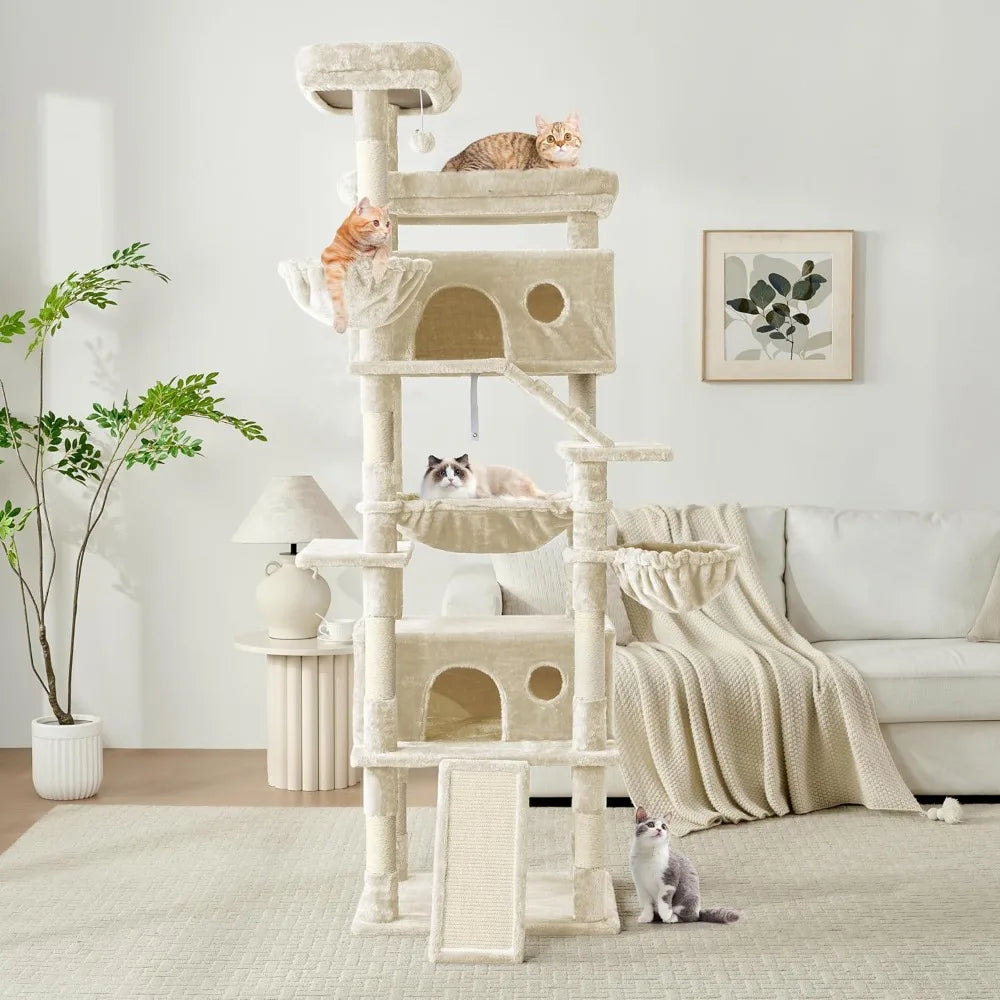 Multi Level Cat Tree Tower With Hammock And Scratching Posts