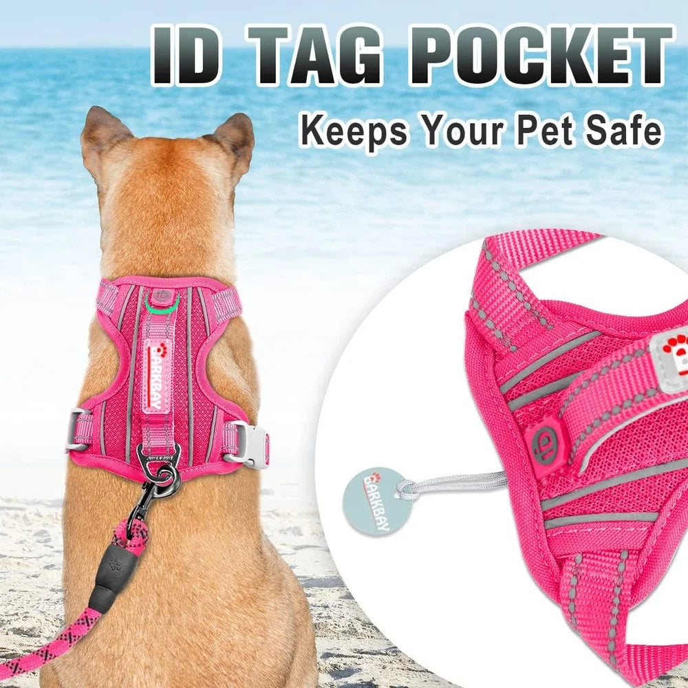 XMSJ No Pull Dog Harness Reflective Clip With ID Pocket