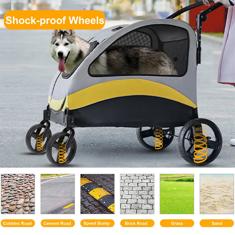 Premium Dog Stroller Four Wheel Foldable Travel Jogger