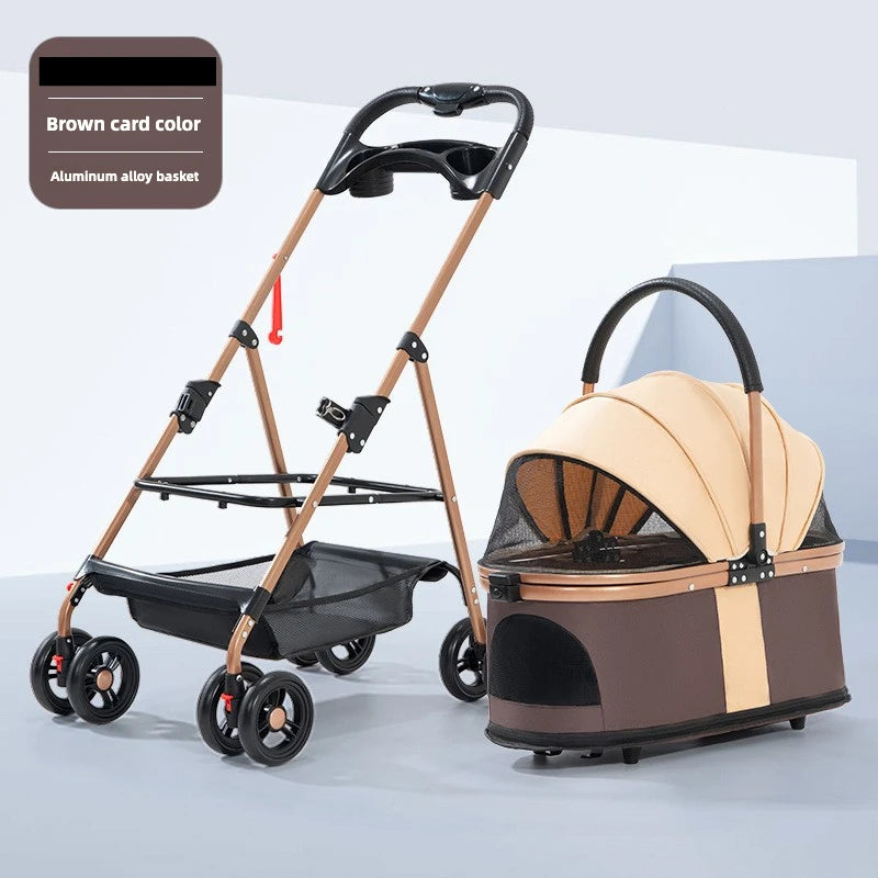 Folding Pet Stroller 3 In 1 Detachable Carrier Canopy 30lbs