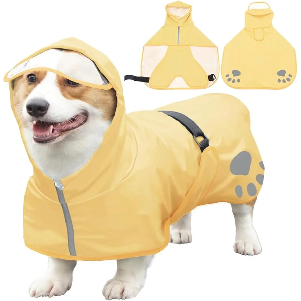 HighConcerned Dog Hooded Reflective Raincoat Jacket