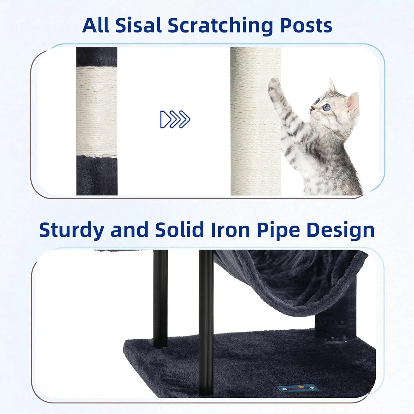 Indoor Cat Tree Tower With Hammock Condo And Scratching Post