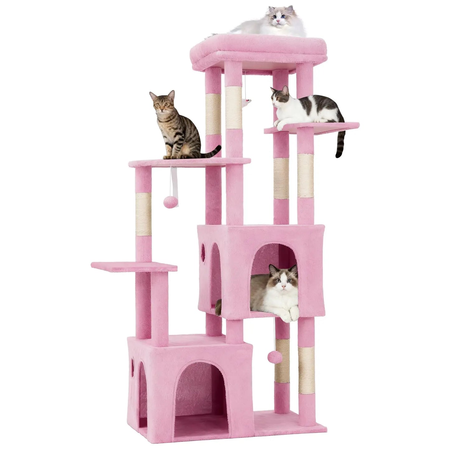 HiMISSCN Cat Tree With Dual Condos And Natural Sisal Posts