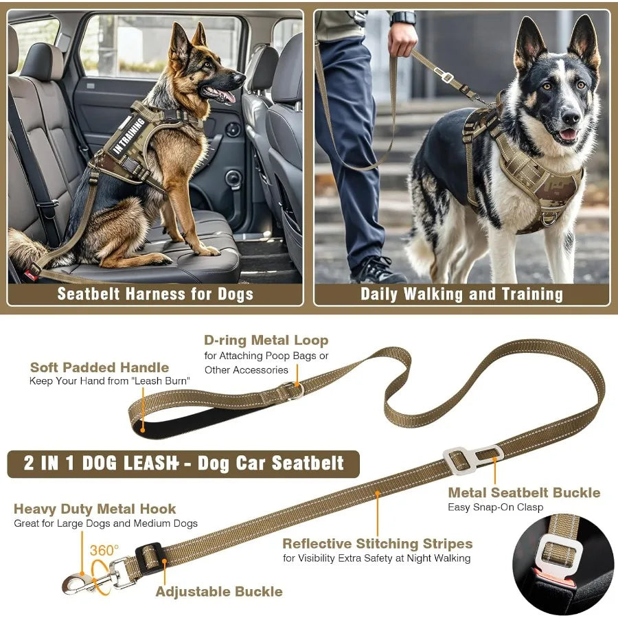 Hign-concerned Tactical Dog Harness and Leash Set Reflective