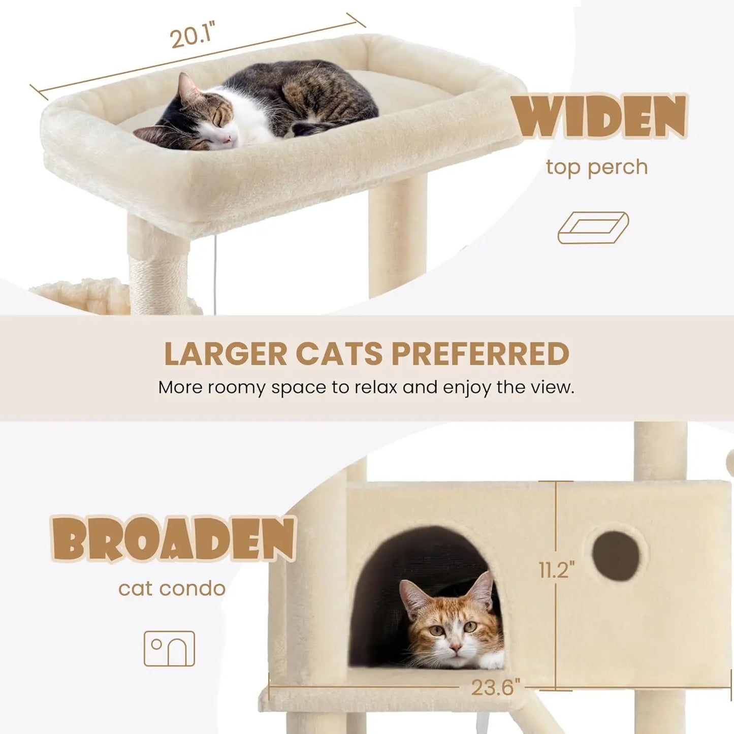 Multi-Level Cat Tree Tower With Hammock And Scratching Posts