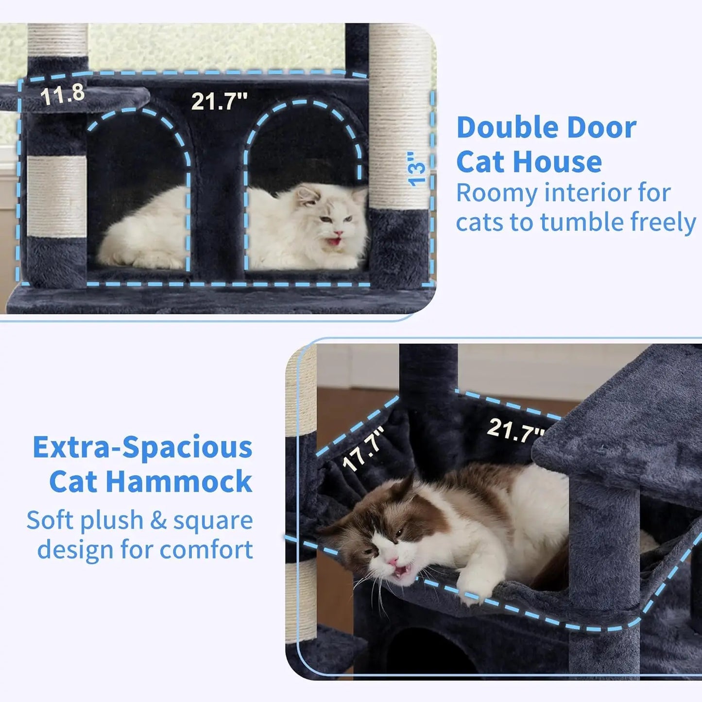 Premium Cat Tree For Large Indoor Cats With Scratching Board