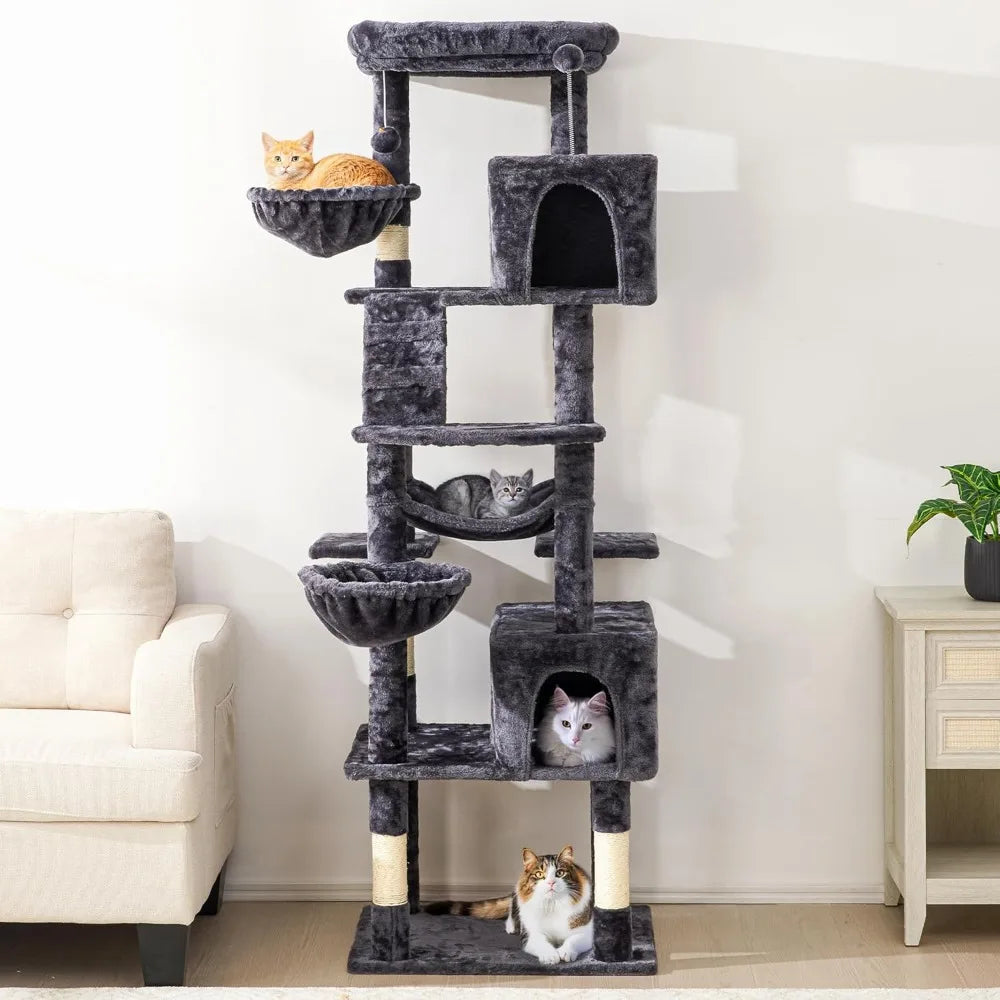 HUANZHUANG Cat Tree With Scratching Posts Condos Perch Hammocks Toys