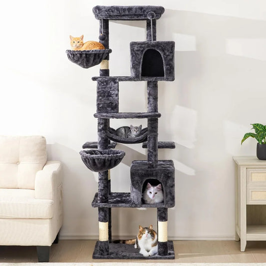HUANZHUANG Cat Tree With Scratching Posts Condos Perch Hammocks Toys