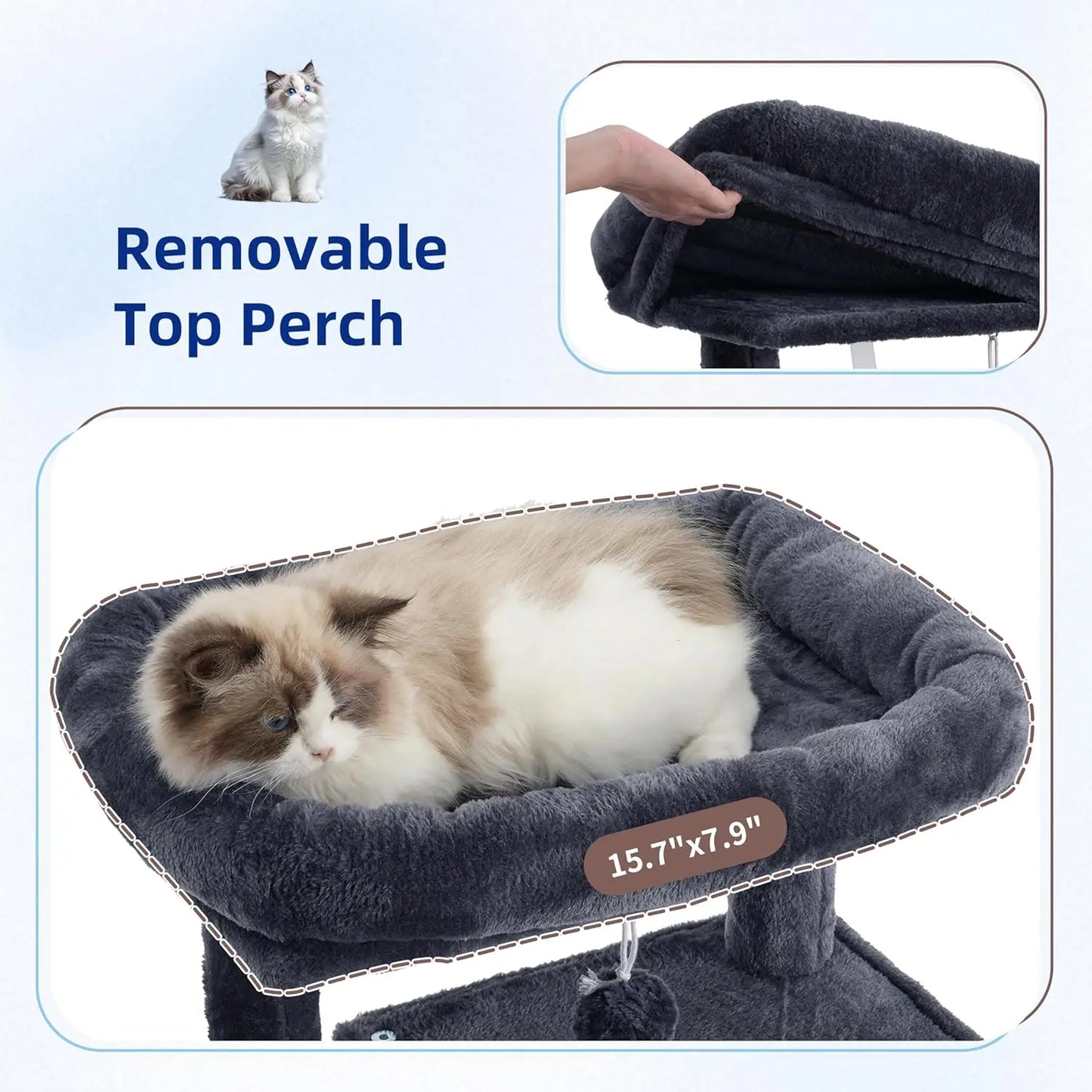 Indoor Cat Tree Tower With Hammock Condo And Scratching Post
