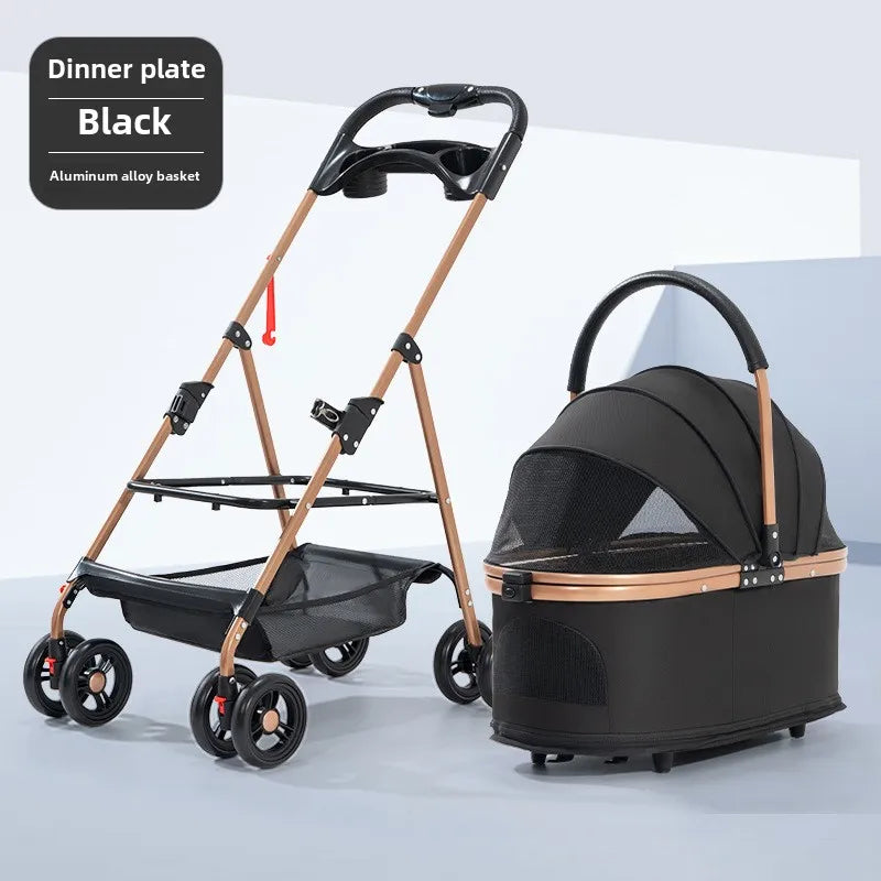 Folding Pet Stroller 3 In 1 Detachable Carrier Canopy 30lbs