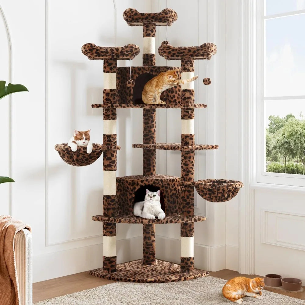 Indoor Corner Cat Tower With Cozy Baskets And Houses