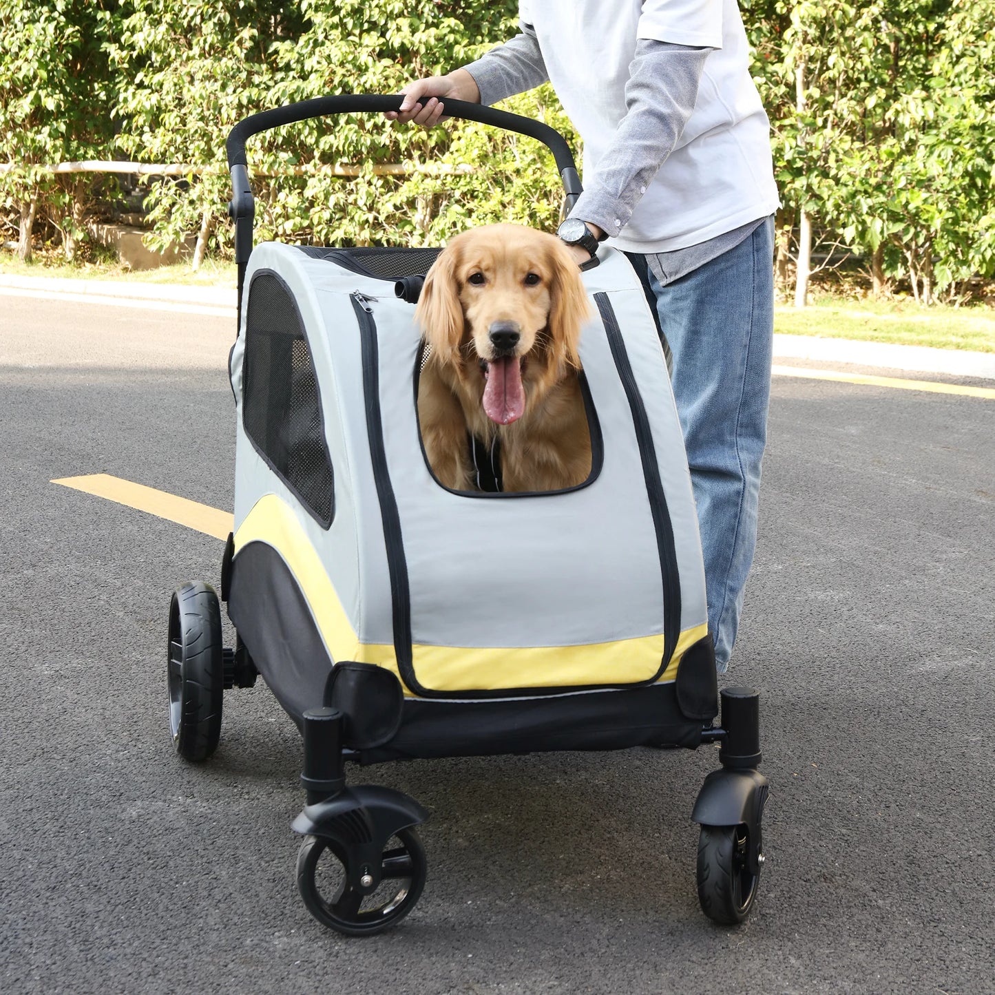 Portable 4 Wheels Dog Stroller Foldable Carrier For Outdoor Travel