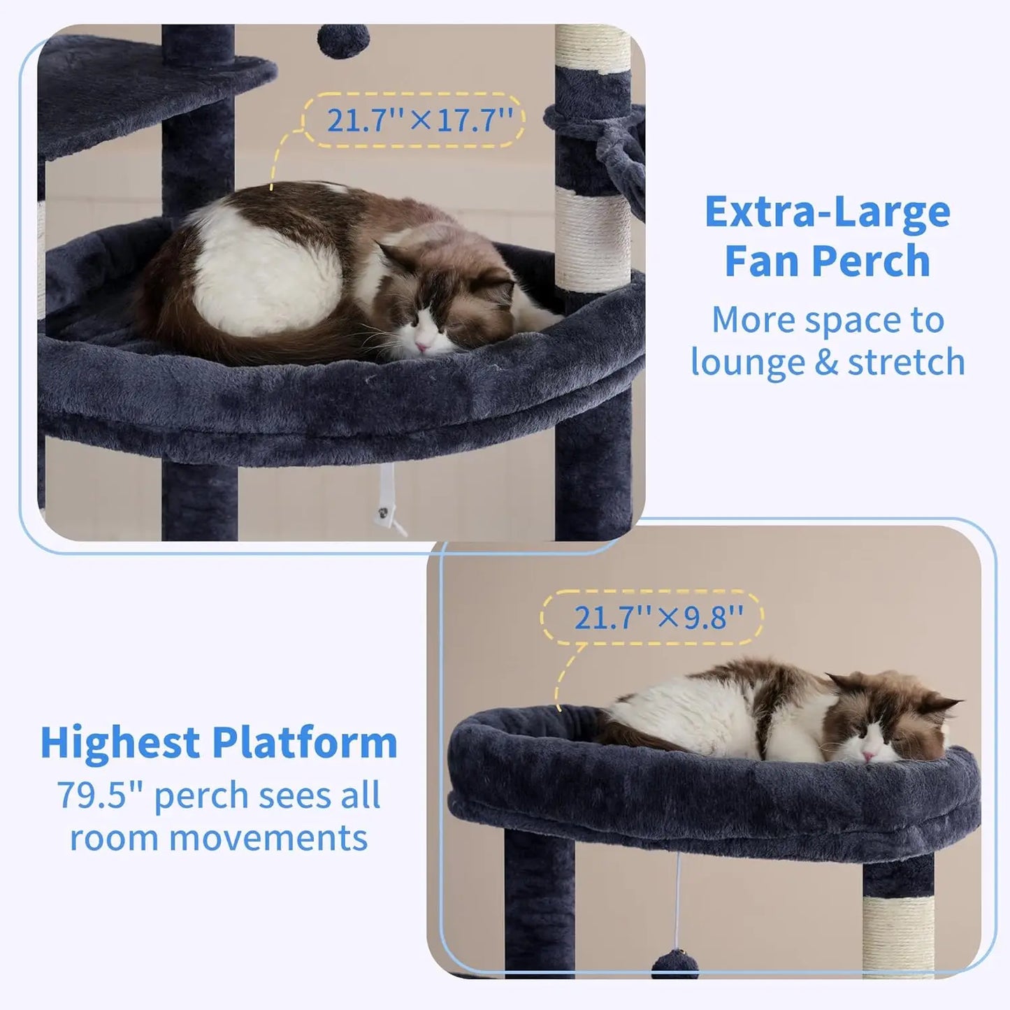 Premium Cat Tree For Large Indoor Cats With Scratching Board