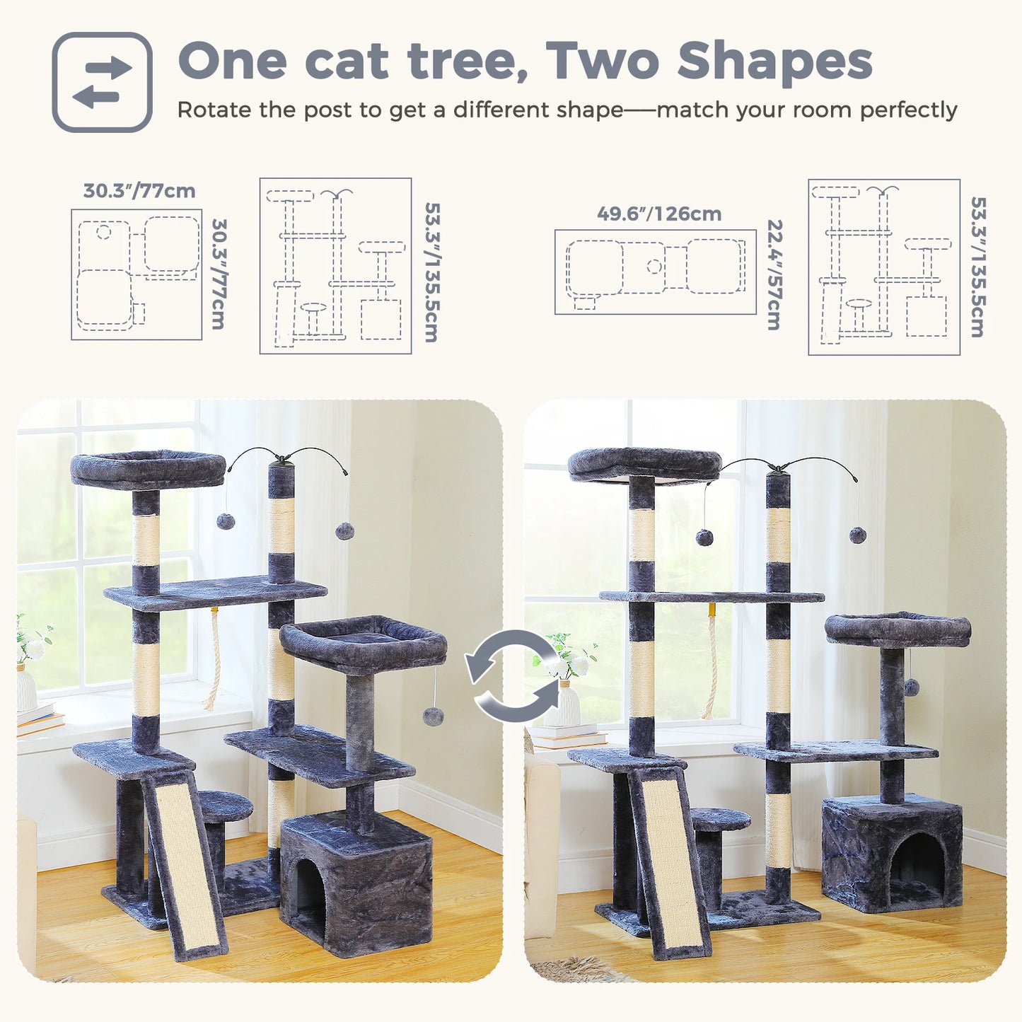 PAWZ Road Five Level Cat Tree Tower Sisal Scratching Posts