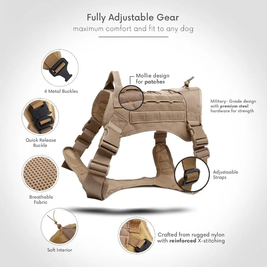 High Concerned Tactical Dog Harness with Handle and Molle Vest