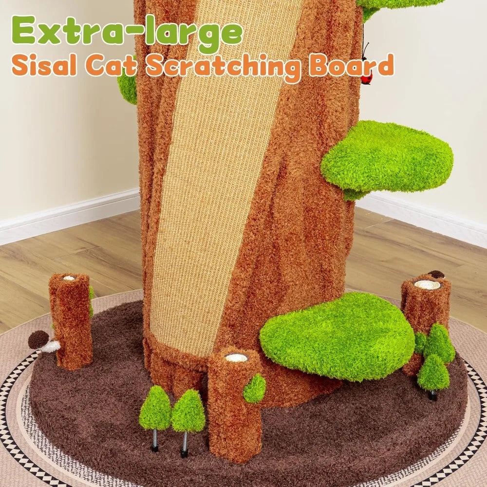 Indoor Cat Tree Tower With Plush Cushion And Scratching Board