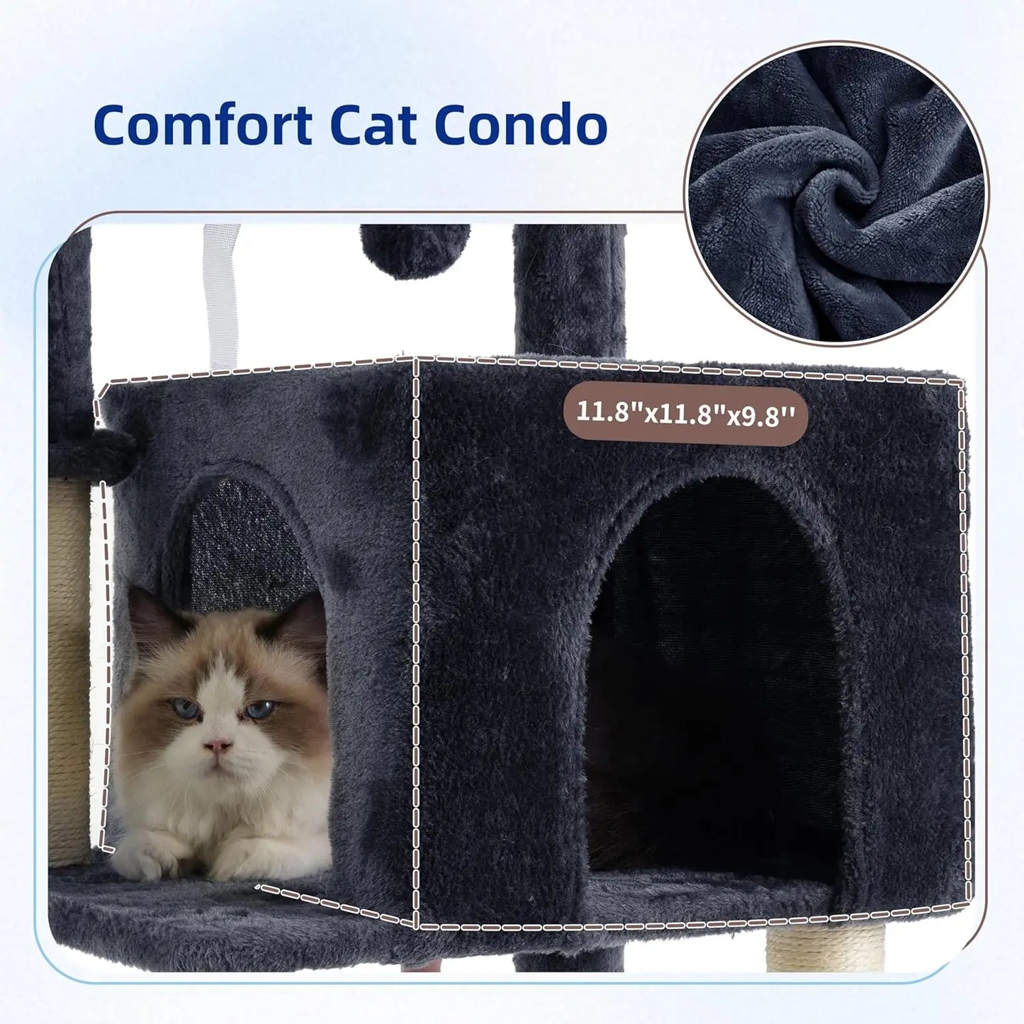 Indoor Cat Tree Tower With Hammock Condo And Scratching Post