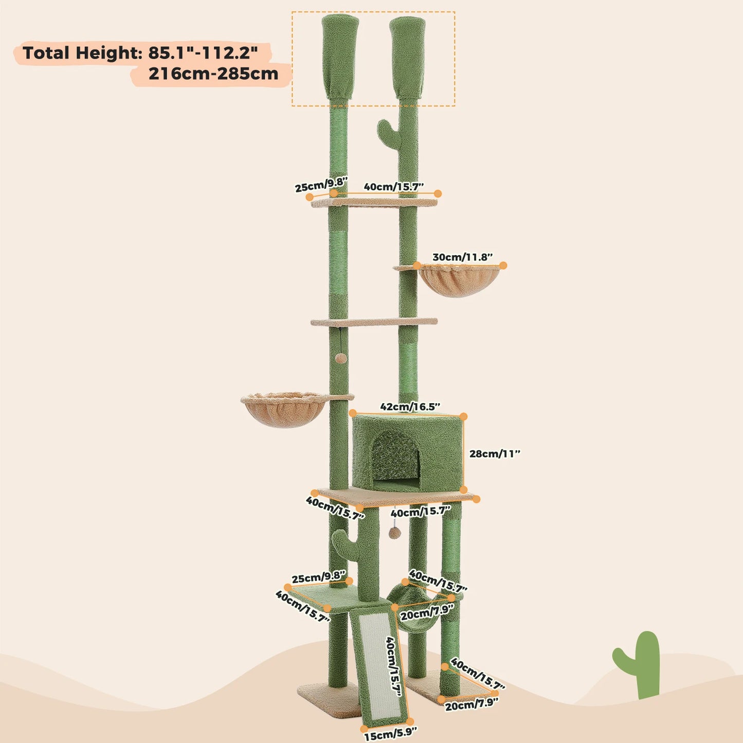 PAWZ Road Floor to Ceiling Cat Tree with Scratching Posts