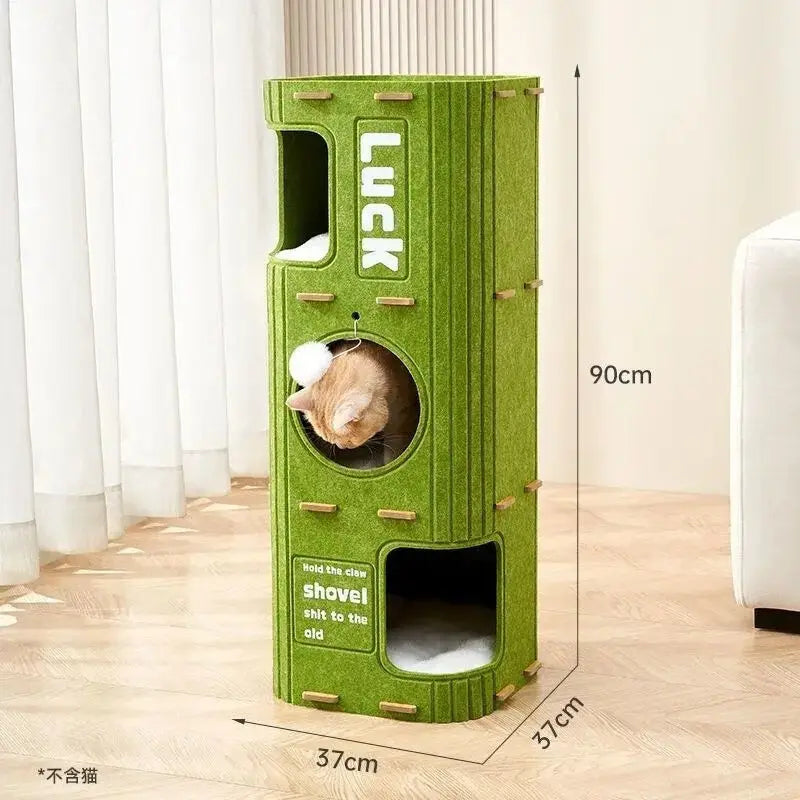 NONECN Winter Enclosed Cat House With Felt Tree Hole Board