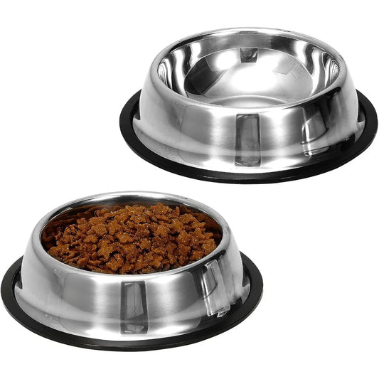 Hign-concerned Stainless Steel Dog Bowls with Anti-Slip Rubber Base 2 Pack