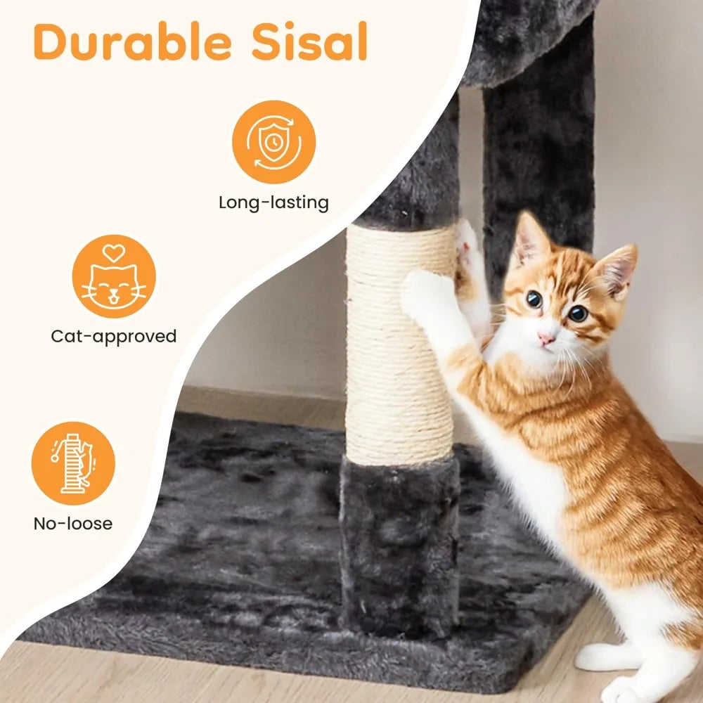 HUANZHUANG Cat Tree With Scratching Posts Condos Perch Hammocks Toys