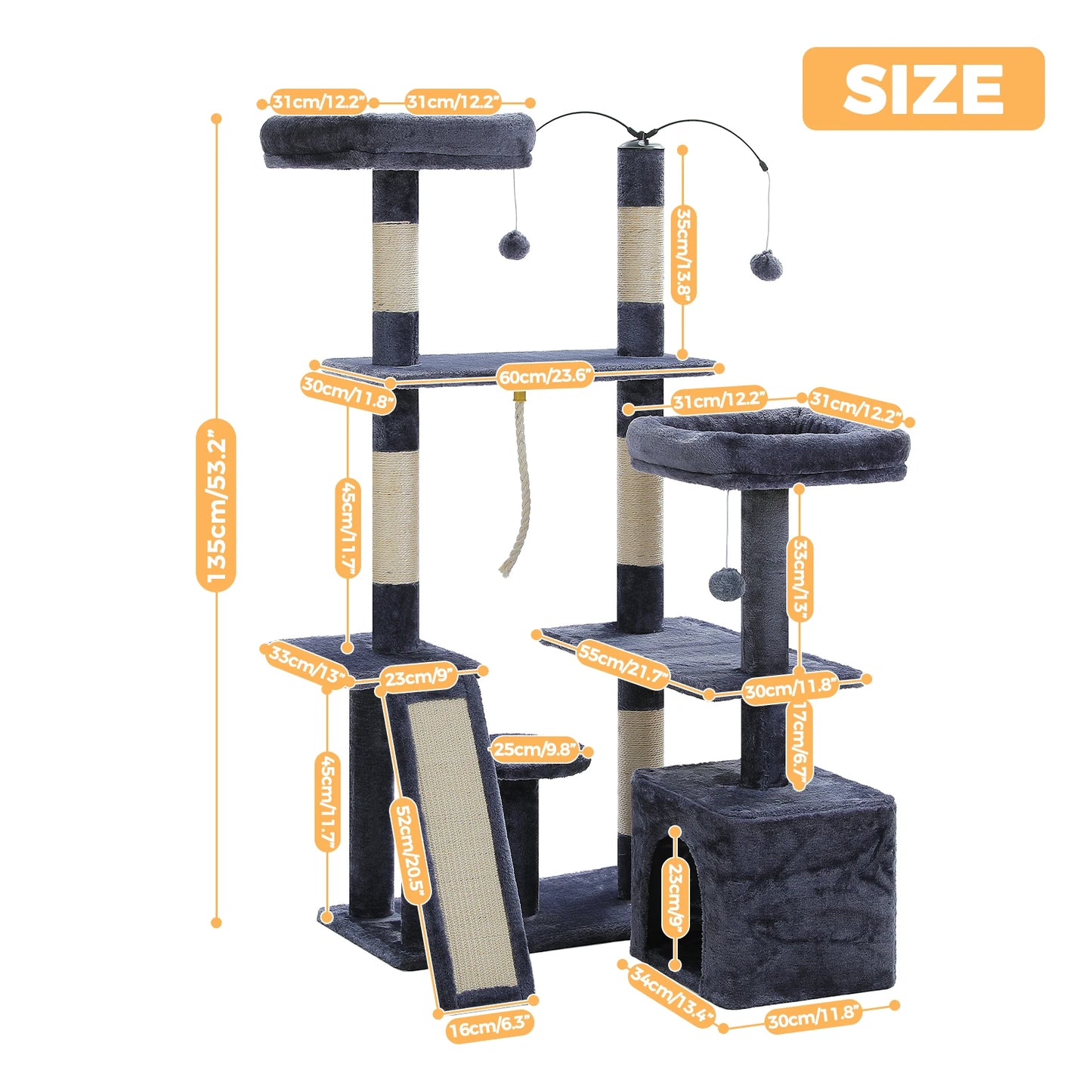 PAWZ Road Five Level Cat Tree Tower Sisal Scratching Posts