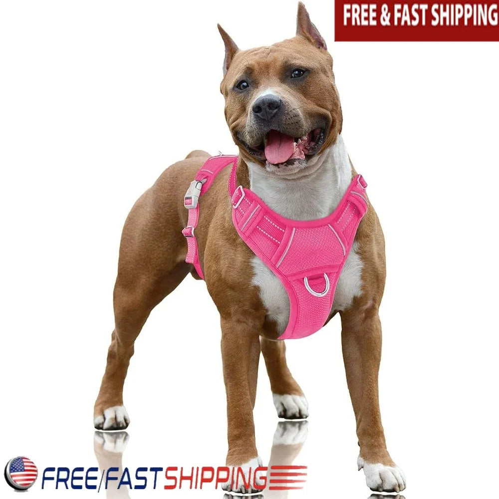 XMSJ No Pull Dog Harness Reflective Clip With ID Pocket