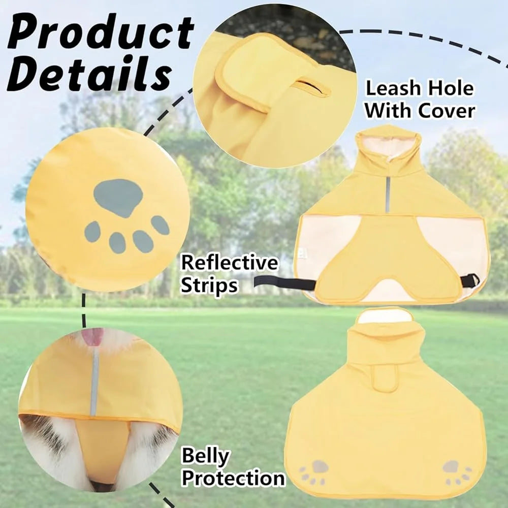 HighConcerned Dog Hooded Reflective Raincoat Jacket