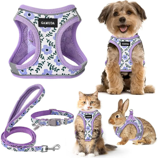 High-Concerned All-Weather Reflective-Protection Harness-Collar and Leash Set for Pets