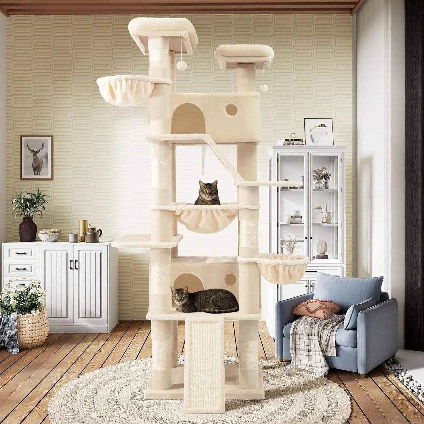 Multi Level Cat Tree Tower With Hammock And Scratching Posts