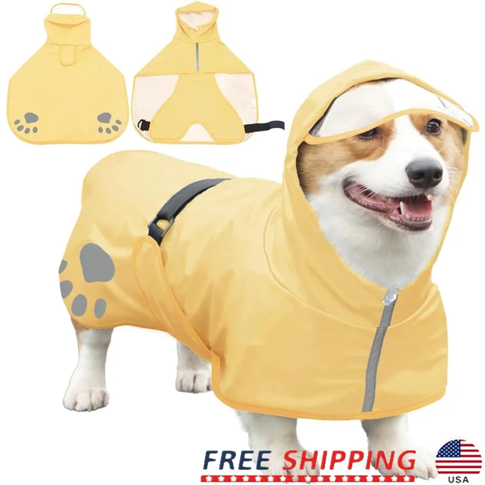 HighConcerned Dog Hooded Reflective Raincoat Jacket