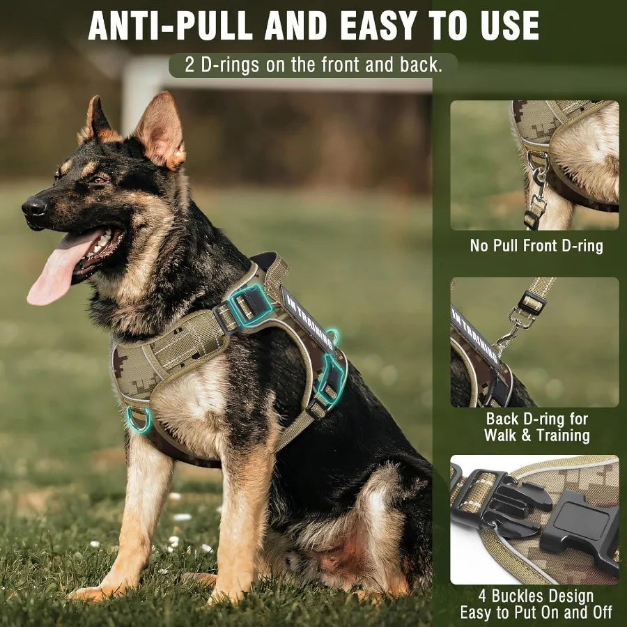 Hign-concerned Tactical Dog Harness and Leash Set Reflective