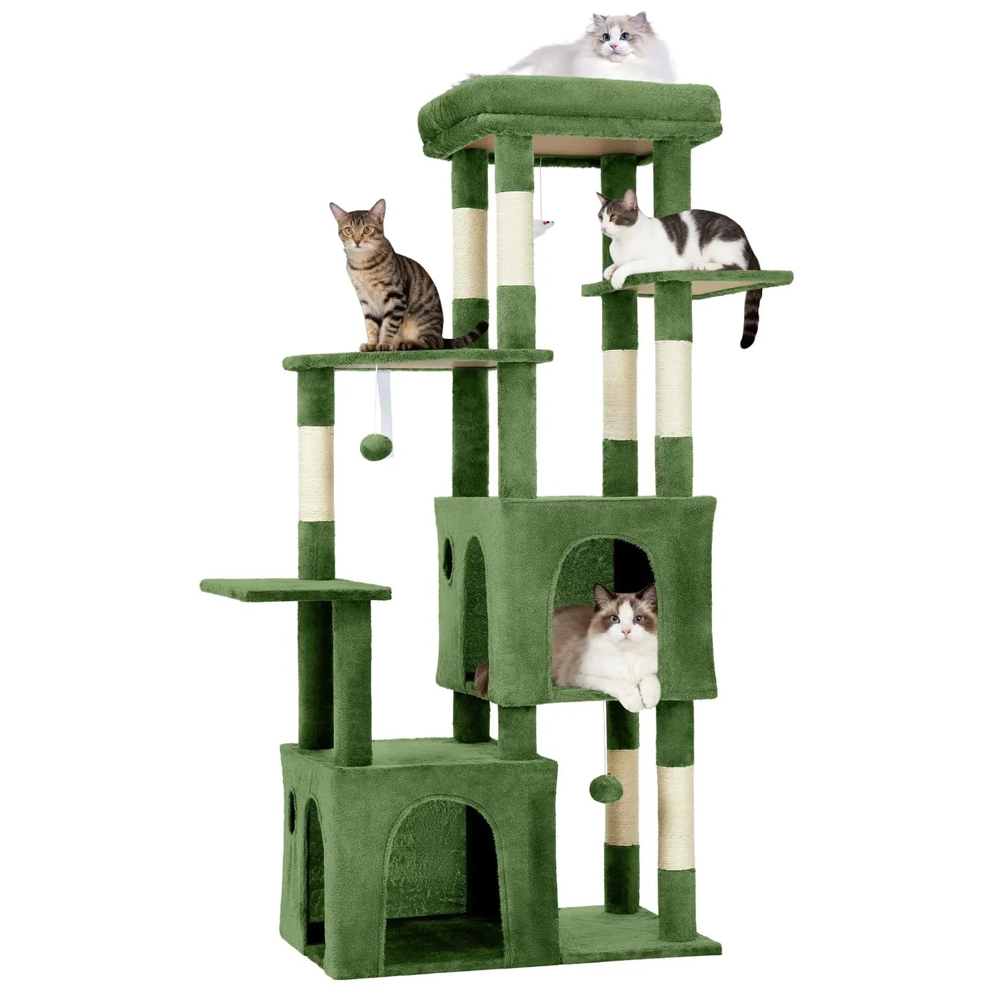 HiMISSCN Cat Tree With Dual Condos And Natural Sisal Posts