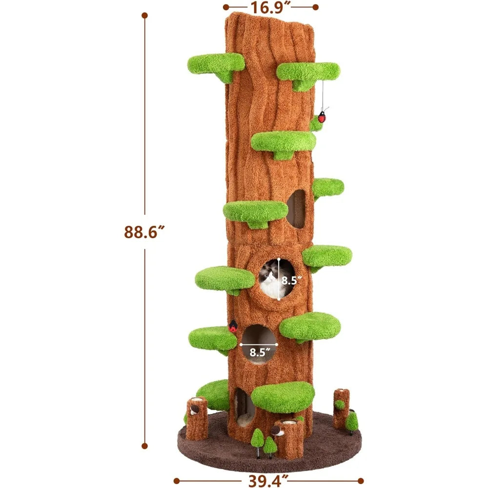 Indoor Cat Tree Tower With Plush Cushion And Scratching Board