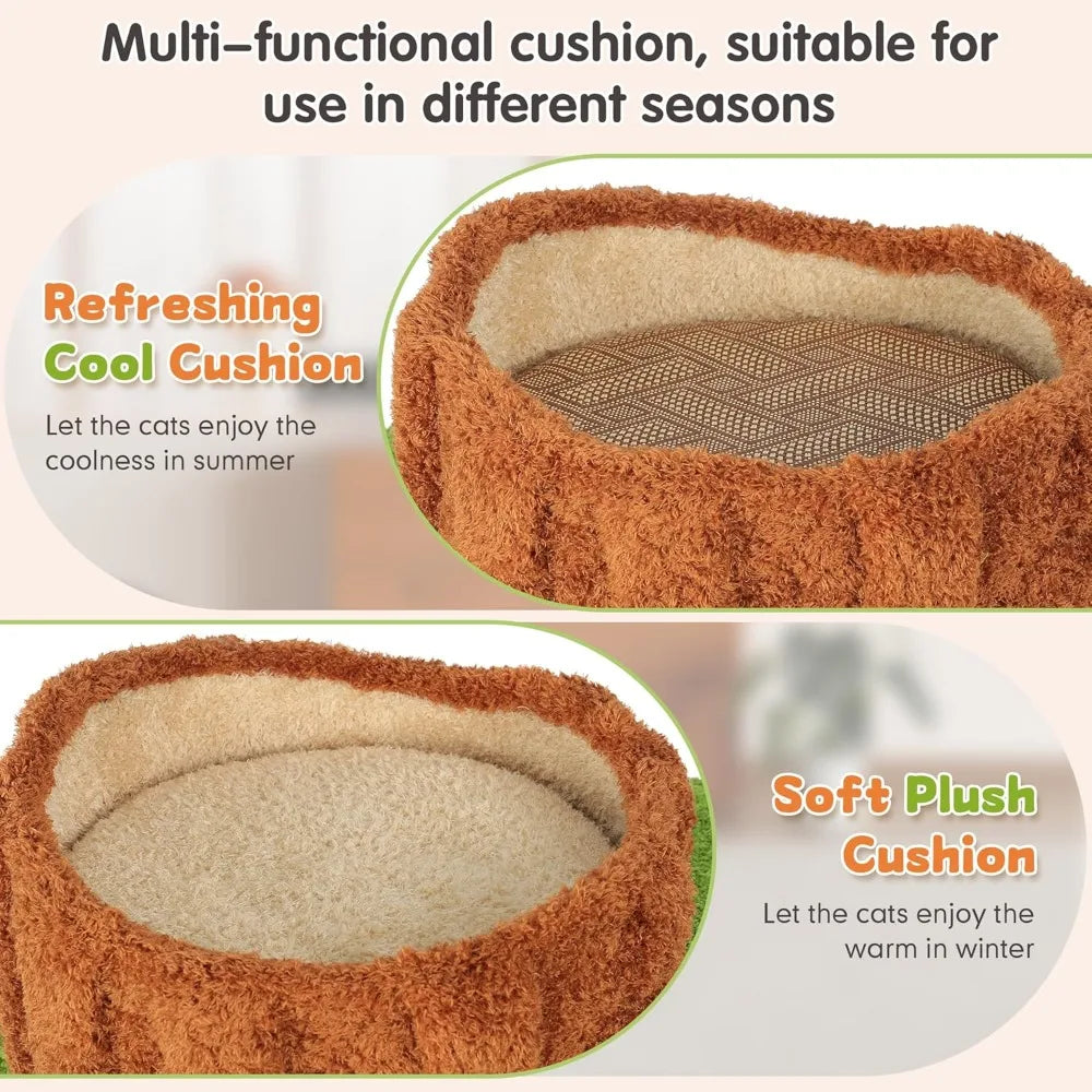 Indoor Cat Tree Tower With Plush Cushion And Scratching Board