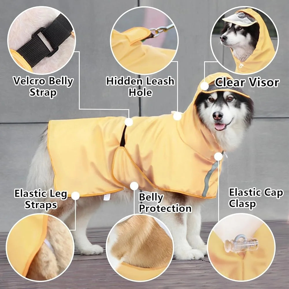 HighConcerned Dog Hooded Reflective Raincoat Jacket
