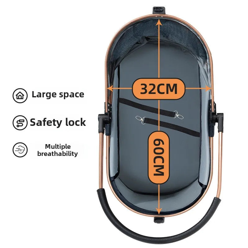 Folding Pet Stroller 3 In 1 Detachable Carrier Canopy 30lbs