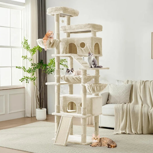 Multi Level Cat Tree Tower With Hammock And Scratching Posts