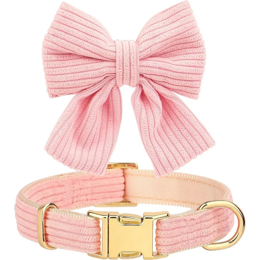 High-Concerned Dog Collar Harness Leash Set With Bowtie Vest