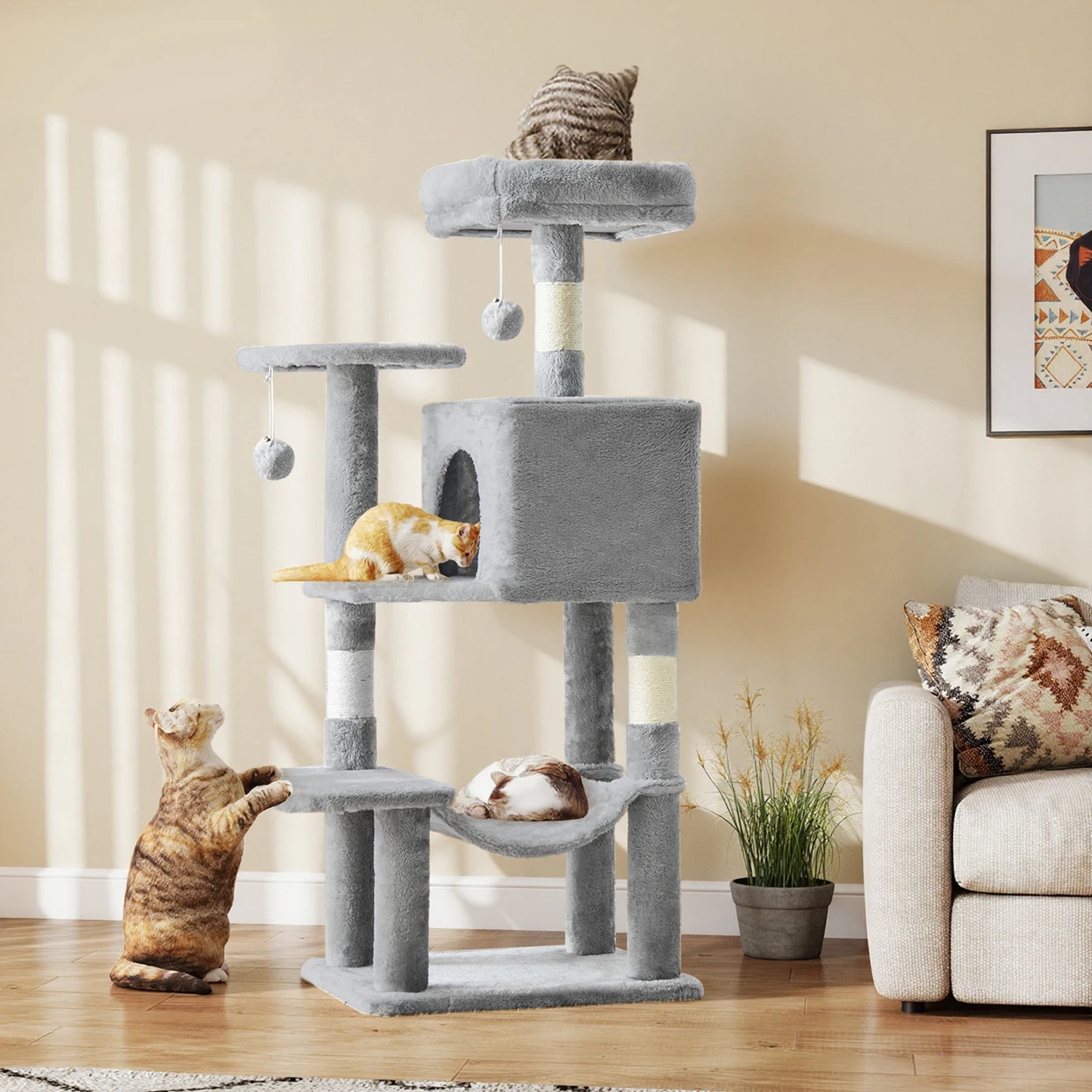 JHK Cat Tree Multi Level Indoor Climbing Tower With Sisal Posts