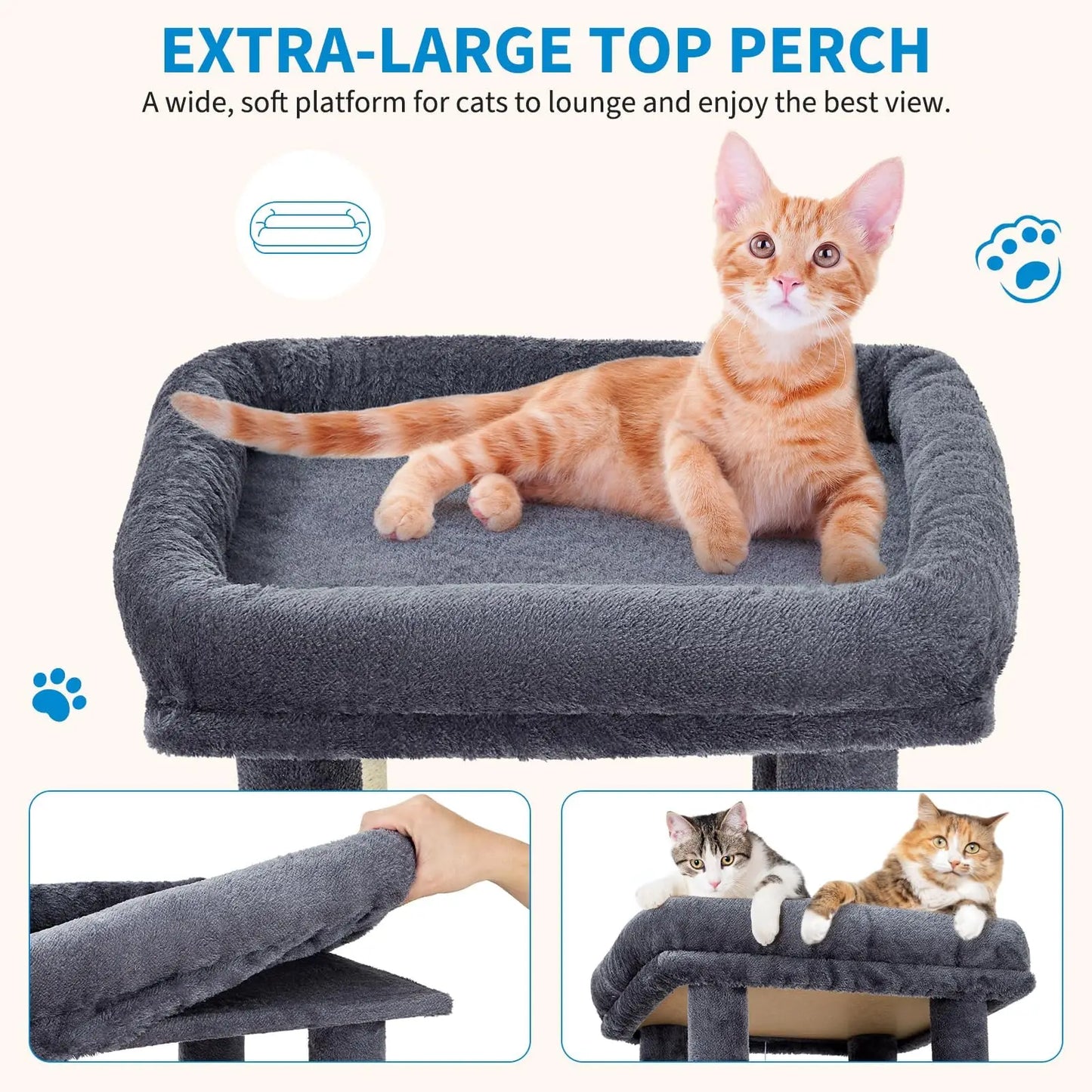 HiMISSCN Cat Tree With Dual Condos And Natural Sisal Posts