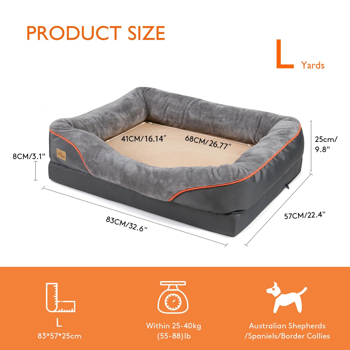 BINGOPAWCN Large Dog Bed Anti Allergy Washable Fleece Cover Waterproof